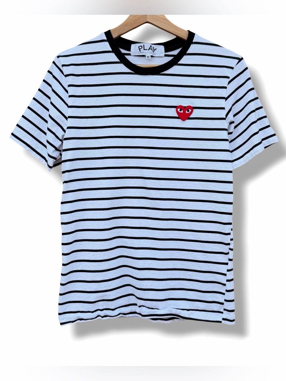 Comme des Garcons Play Striped Short Sleeve T-Shirt White/Black Size Medium
